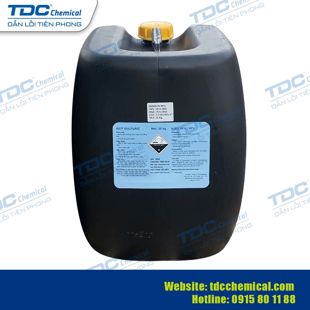 Hóa Chất Axit Sunfuric (H2SO4) 10% - 98% | Việt Nam | Can 35kg